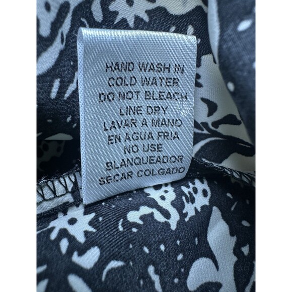 Entro Black Cream Floral Balloon Long Sleeve Button Up Blouse Modest Women LARGE - Picture 9 of 11